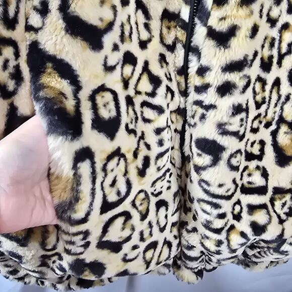 Nikki Jones Reversible Animal Print Faux Fur Zip Parka Size Small - Picture 6 of 8